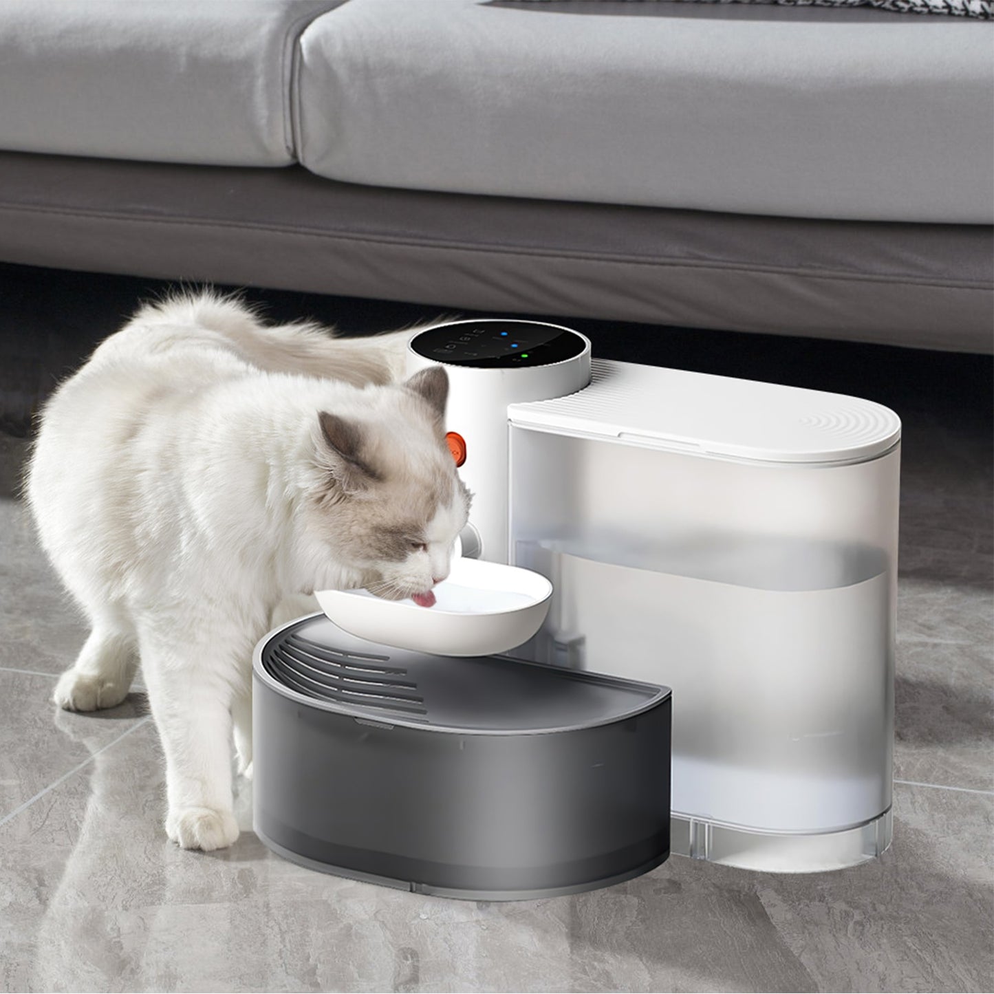 FurWell automatic cordless cat water fountain, white 3L self-refilling